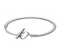PANDORA Icons Bracciale in maglia snake in argento Sterling con barra a T a forma di cuore, 20