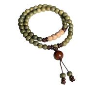 Bracciale Panzhu, rosario buddista, perle di rosario, perle di sandalo verde bracciale tibetana meditazione buddista meditazione naturale in legno naturale cala preghiera collana collana per tallone