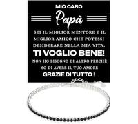 Bracciale Papà Tennis Uomo in Argento Sterling 925 - Idea Regalo Compleanno per lui Festa del Papà, Bracciali Compleanni Natale - Cofanetto con DEDICA incluso