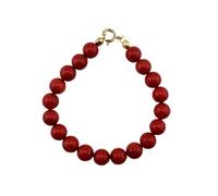 Bracciale pasta di corallo rosso sfere 8 mm chiusura anellino in argento 925 dorato lunghezza 19 cm gioiello donna ragazza elegante gioiello artigianale Made in Italy