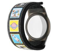 Bracciale per Airtag, custodia in nylon + TPU impermeabile da polso, fascia orologio regolabile GPS per bambini, supporto tracker di design a copertura totale (Spazio)