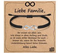 Bracciale per donne e ragazze, regalo con biglietto di benedizione, in argento Sterling 925, zirconi cubici e cordoncino intrecciato, regalo per compleanno, motivazione, Natale, festa della mamma