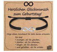 Bracciale per donne e ragazze, regalo con biglietto di benedizione, in argento Sterling 925, zirconi cubici e cordoncino intrecciato, regalo per compleanno, motivazione, Natale, festa della mamma