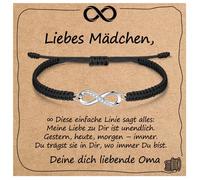 Bracciale per donne e ragazze, regalo con biglietto di benedizione, in argento Sterling 925, zirconi cubici e cordoncino intrecciato, regalo per compleanno, motivazione, Natale, festa della mamma