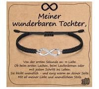 Bracciale per donne e ragazze, regalo con biglietto di benedizione, in argento Sterling 925, zirconi cubici e cordoncino intrecciato, regalo per compleanno, motivazione, Natale, festa della mamma