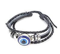Bracciale per gli occhi malefici in pelle morbida, realizzato in pelle traspirante, design dell'occhio malefico unico, bracciale a catena multistrato, mostra il tuo stile, lunghezza regolabile, stile