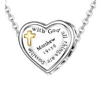 Bracciale per il cuore religioso, fascino del cuore,Fascolo d'amore a pendente religioso | I gioielli a tema cristiano penzolano per Natale/festa della mamma, si adatta alla collana bracciale