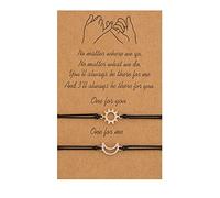 Bracciale per il migliore amico, 2 carte di luna abbinate, bracciale regolabile in corda per amicizia, relazione, fidanzato, fidanzata, regalo di San Valentino, perline di argilla per la creazione di