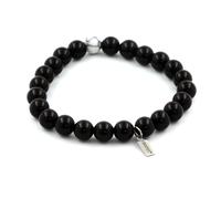 Bracciale Perle Agata Nera + Howlite 8 Mm. Fabbricato In Francia.