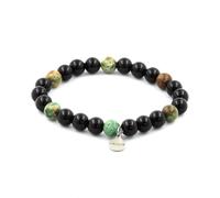 Minerali Collezione. Braccialetto Perle Agata Nero + Turchese Del Perù 8 Mm. Fab