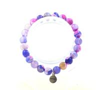 Bracciale Perle Agata Vena Di Drago Fucsia E Blu 8 Mm. Fabbricato In Francia