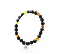 Bracciale Perle Ambra Vera Del Mare Baltico + Agata Nera 8 Mm. Fabbricato