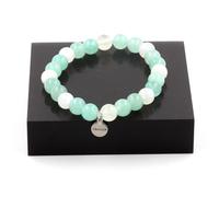 Bracciale Perle Angélite + Pietra Di Luna 8 Mm. Fabbricato In Francia.