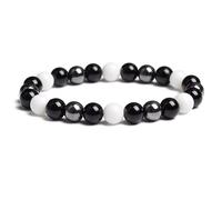 Bracciale Perle Bianco e Nero pietre dure Ematite Onice juventus juve Uomo Donna