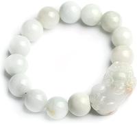 Bracciale Perle, Bracciale di Fortunato Fascino bilanciamento Bracciale Naturale Smeraldo ricchezza amuleto per Donne Uomini attirano prosperità Amore Fortuna Soldi, 13,5 mm