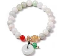 Bracciale Perle, Braccialetto Gemma Naturale Bracciale Smeraldo Bracciale Giada da 8mm Bracciale Perline per Donne Armonia Fibbia/Ciambella a Pendente Bracciale Reiki