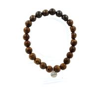 Bracciale Perle Bronzite + Legno 8 Mm. Fabbricato In Francia.