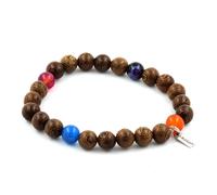 Bracciale Perle Di Agata Multicolore Con Legno 8 Mm. Fabbricato In Francia.