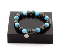 Bracciale Perle Di Calcedonio Blu + Labradorite + Turchese Africano 8 Fabbricato