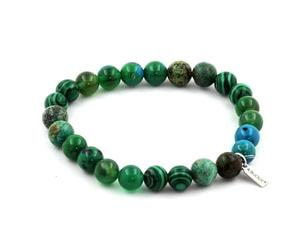 Bracciale Perle di Crisocolla + Agata Verde + Turchese Africano + Malachite 8 mm