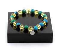 Bracciale Perle Di Crisocolla + Citrino 8 Mm. Fabbricato In Francia.