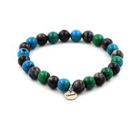 Bracciale Perle Di Crisocolla + Labradorite 8 Mm. Fabbricato In Francia.