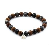 Bracciale Perle Di Labradorite + Legno 8 Mm. Fabbricato In Francia.