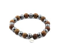 Bracciale Perle Di Legno + EMATITE 8 Mm. Fabbricato In Francia.