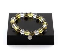 Minerali Collezione. Braccialetto Perle Quarzo Affumicato+Citrino+Quarzo 8 Mm.