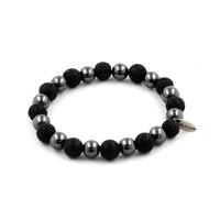 Bracciale Perle Ematite + Lava 8 Mm. Fabbricato In Francia.