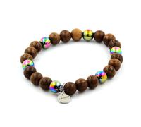 Bracciale Perle Ematite Multicolore + Legno 8 Mm. Fabbricato In Francia.