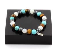 Bracciale Perle Ematite + Occhio Di Tigre + Pietra Di Luna + Turchese Fabbricato
