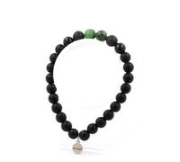 Bracciale Perle Epidote D'Australia + Agata Nera + Lava + Onice Nero Fabbricato
