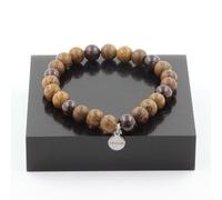 Bracciale Perle Granato + Legno 8 Mm. Fabbricato In Francia.