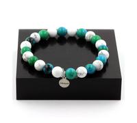 Braccialetto Perle Howlite + Crisocolla 8 Mm. Fatto IN Francia