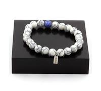 Bracciale Perle Howlite + Sodalite 8 Mm. Fabbricato In Francia.