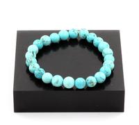 Bracciale Perle Howlite Turchese 8 Mm. Fabbricato In Francia.