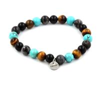 Bracciale Perle Labradorite + Turchese + Agata Nera + Occhio Di Tigre Fabbricato