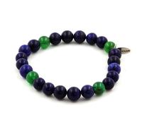 Bracciale Perle Lapis Lazuli + Agata Verde 8 Mm. Fabbricato In Francia.