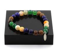 Bracciale Perle Lapis Lazuli + Agata Verde + Agata Foglia Di Bambù + Fabbricato