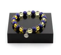 Bracciale Perle Lapis Lazuli + Citrino 8 Mm. Fabbricato In Francia.