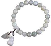Bracciale Perle, Lucky Wu Lou Charm Emerald Balance Bracciale Jadeite Braggango per Le Vacanze Gioielli Amuleto Attrarre Denaro per la prosperità, Un 8mm