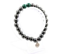 Bracciale Perle Malachite Del Congo + Ematite 8 Mm. Fabbricato In Francia.