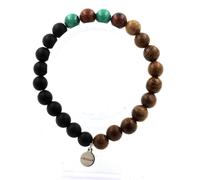 Bracciale Perle Malachite Del Congo + Obsidiana Mogano + Onice Nero Fabbricato