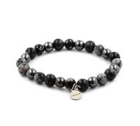 Braccialetto Perle Ossidiana Fiocco Di Neve +Ematite +Labradorite 8 Fatto