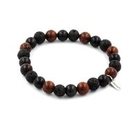 Bracciale Perle Obsidiana Mogano + OBSIDIANA NERA + Lava 8 Mm. Fabbricato In