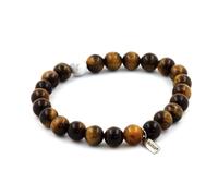 Bracciale Perle Occhio Di Tigre + Howlite 8 Mm. Fabbricato In Francia.