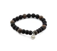 Bracciale Perle Onice Nero Opaco + Bronzite 8 Mm. Fabbricato In Francia.