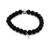 Bracciale Perle Onice Nero Opaco + Howlite 8 Mm. Fabbricato In Francia.