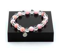 Braccialetto Perle Opale Rosa + Quarzo 8 Mm. Fatto IN Francia